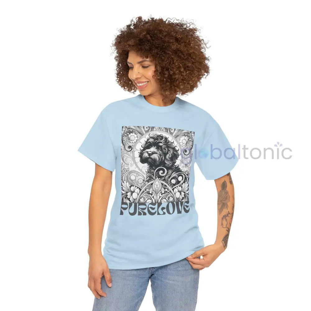 Black Cavapoo (Cavoodle) Vintage Unisex Cotton Tee for Dog Lovers (Black & White) T-Shirt