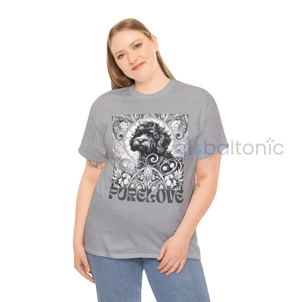 Black Cavapoo (Cavoodle) Vintage Unisex Cotton Tee for Dog Lovers (Black & White) T-Shirt