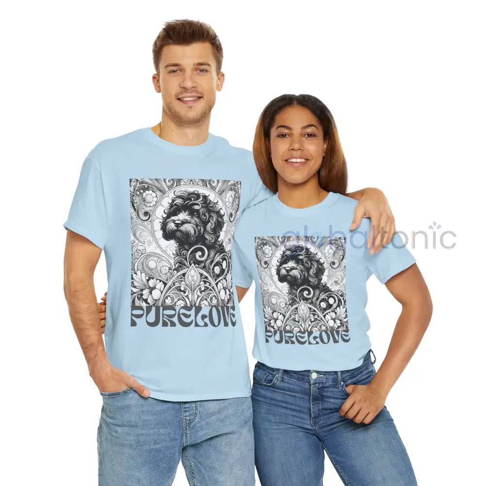Black Cavapoo (Cavoodle) Vintage Unisex Cotton Tee for Dog Lovers (Black & White) T-Shirt