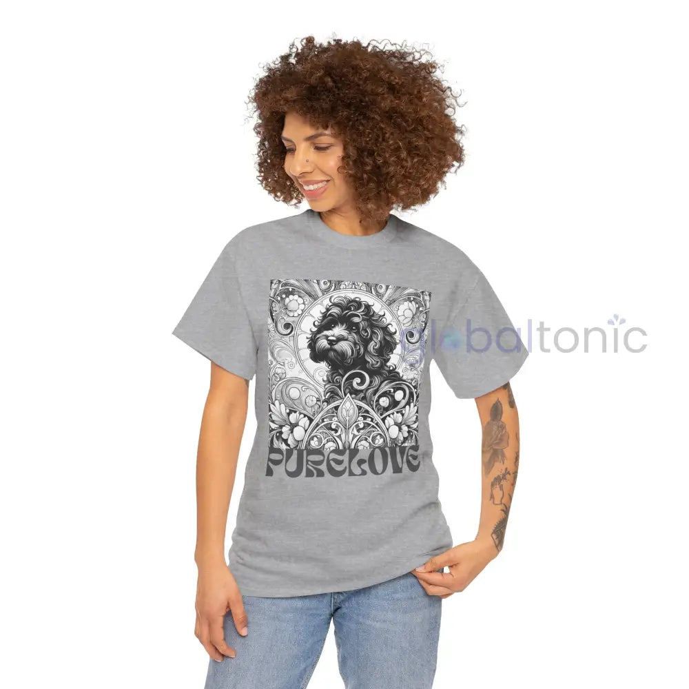 Black Cavapoo (Cavoodle) Vintage Unisex Cotton Tee for Dog Lovers (Black & White) T-Shirt