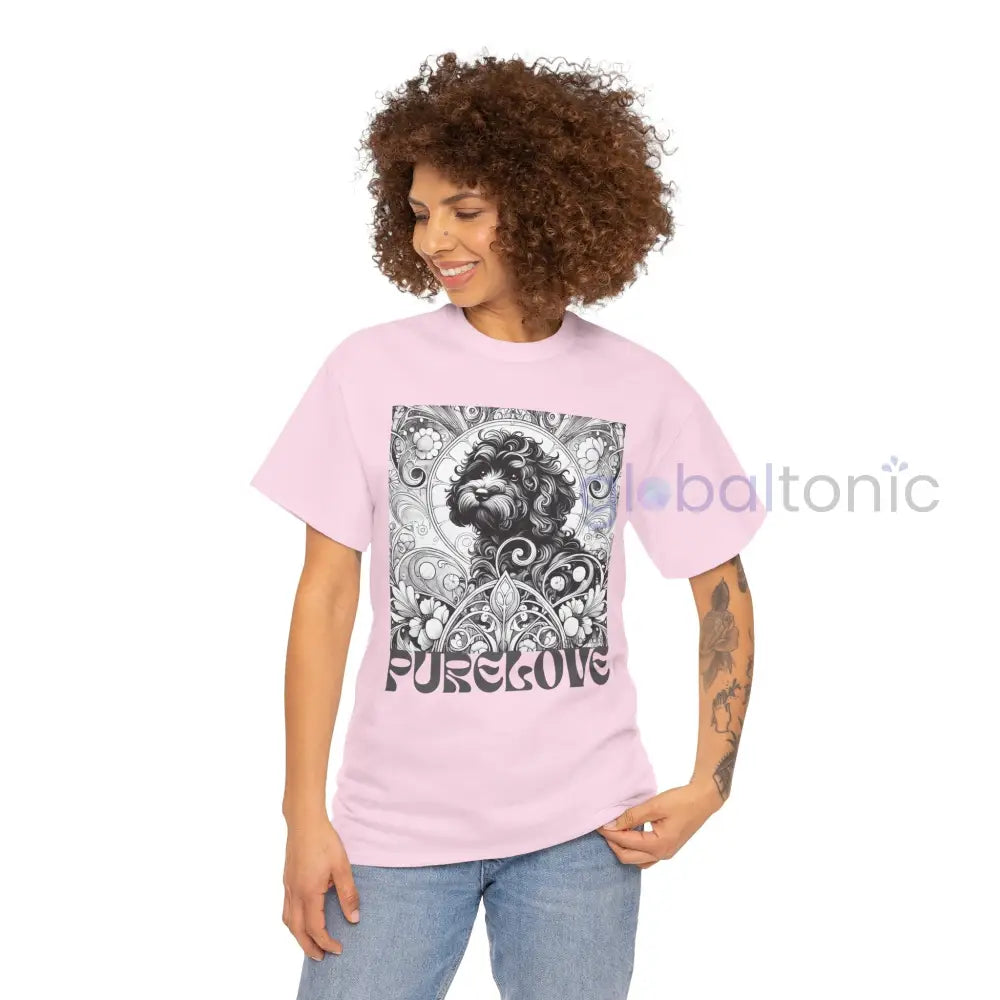 Black Cavapoo (Cavoodle) Vintage Unisex Cotton Tee for Dog Lovers (Black & White) T-Shirt
