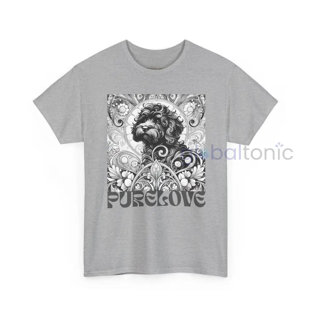 Black Cavapoo (Cavoodle) Vintage Unisex Cotton Tee for Dog Lovers (Black & White) T-Shirt