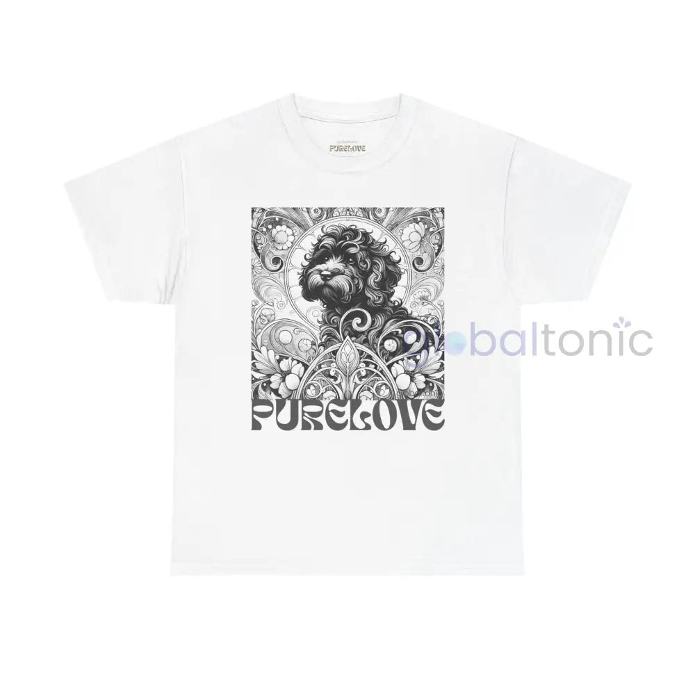 Black Cavapoo (Cavoodle) Vintage Unisex Cotton Tee for Dog Lovers (Black & White) T-Shirt