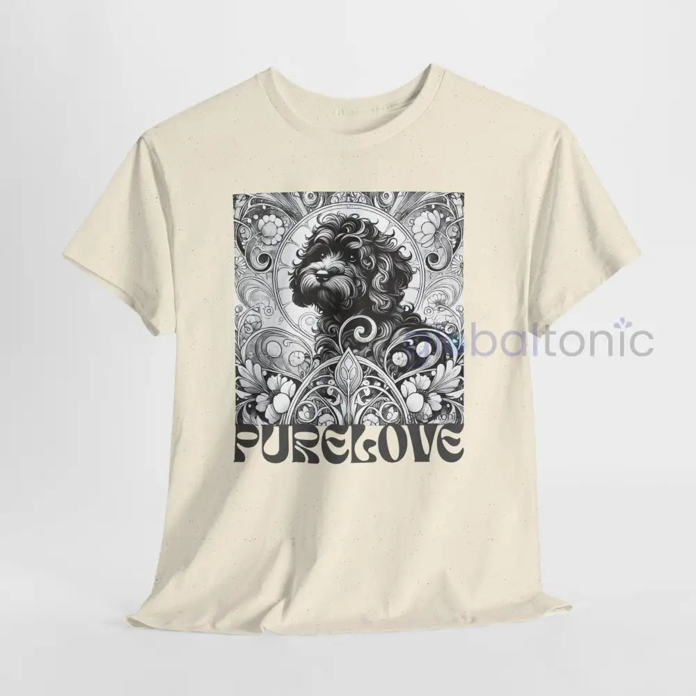 Black Cavapoo (Cavoodle) Vintage Unisex Cotton Tee for Dog Lovers (Black & White) T-Shirt