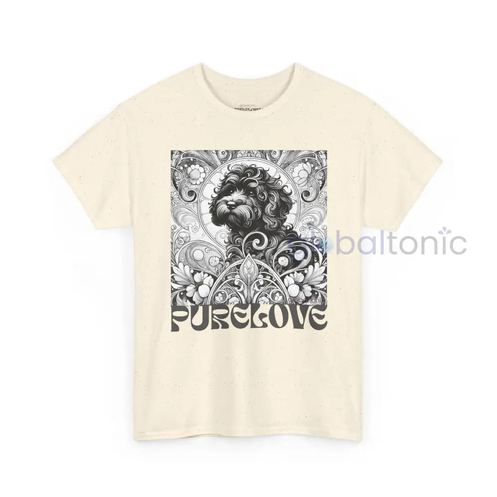 Black Cavapoo (Cavoodle) Vintage Unisex Cotton Tee for Dog Lovers (Black & White) T-Shirt