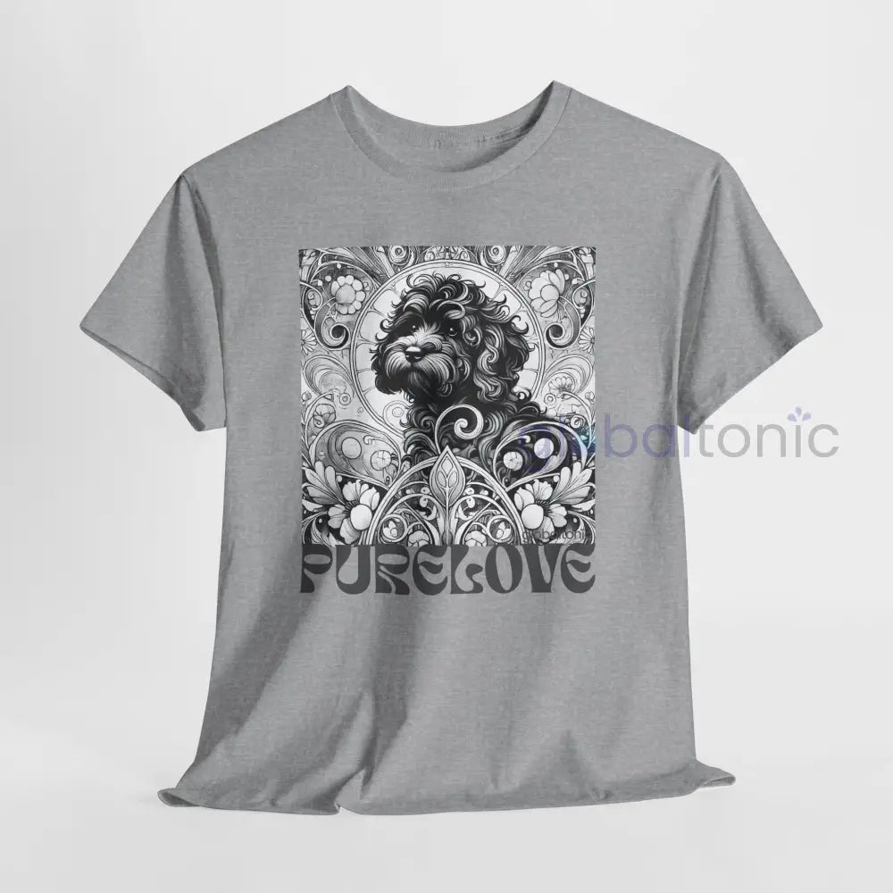 Black Cavapoo (Cavoodle) Vintage Unisex Cotton Tee for Dog Lovers (Black & White) T-Shirt