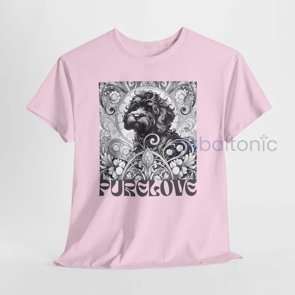 Black Cavapoo (Cavoodle) Vintage Unisex Cotton Tee for Dog Lovers (Black & White) T-Shirt