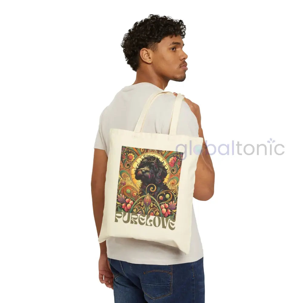 Black Cavoodle Cockapoo Vintage Dog Lovers Cotton Canvas Tote Bag - Unique Artistic Durable Bags