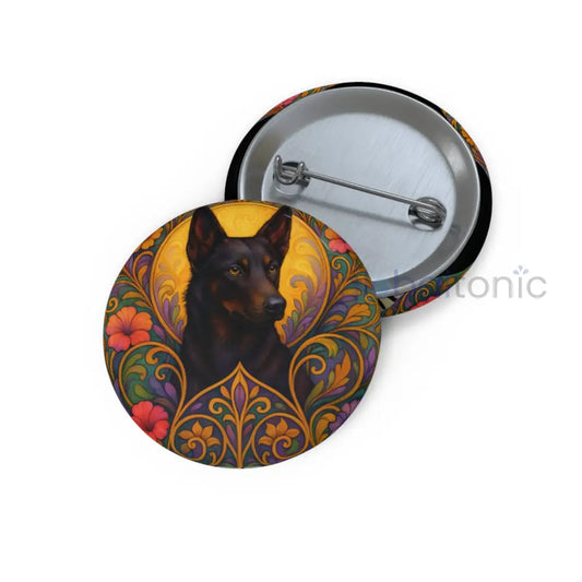 Black Kelpie Dog Pin Button - Vintage Design Gift for Dog Lovers & Pet Owners 1.25’’ Accessories