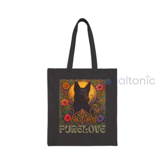 Black Kelpie Vintage Dog Lovers Cotton Canvas Tote Bag - Unique Artistic Durable Black / 15’’ x 16’’ Bags