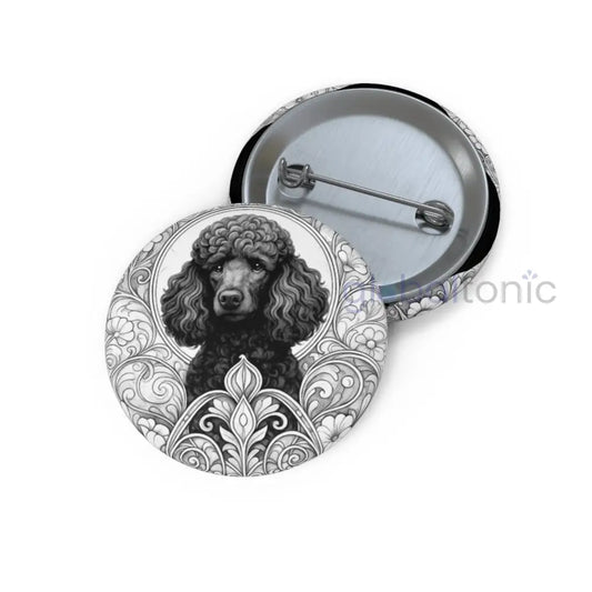Black Poodle Dog Pin Button (Black and White) - Vintage Design Gift for Dog Lovers 1.25’’ Accessories