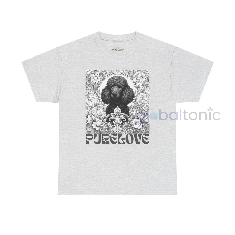 Black Poodle Vintage Unisex Cotton Tee for Dog Lovers (Black & White) Ash / S T-Shirt