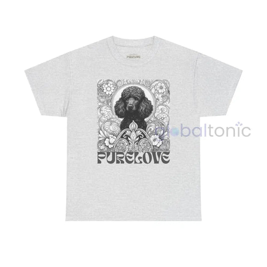 Black Poodle Vintage Unisex Cotton Tee for Dog Lovers (Black & White) Ash / S T-Shirt