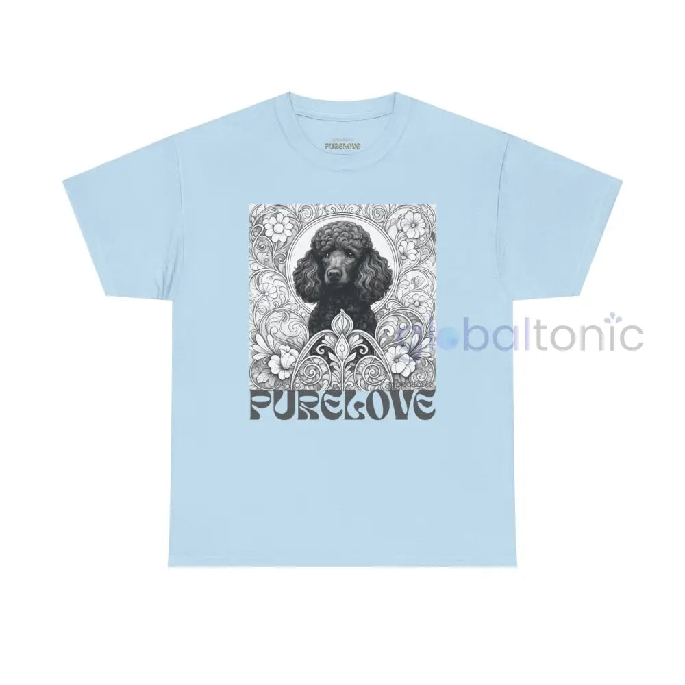 Black Poodle Vintage Unisex Cotton Tee for Dog Lovers (Black & White) Light Blue / S T-Shirt