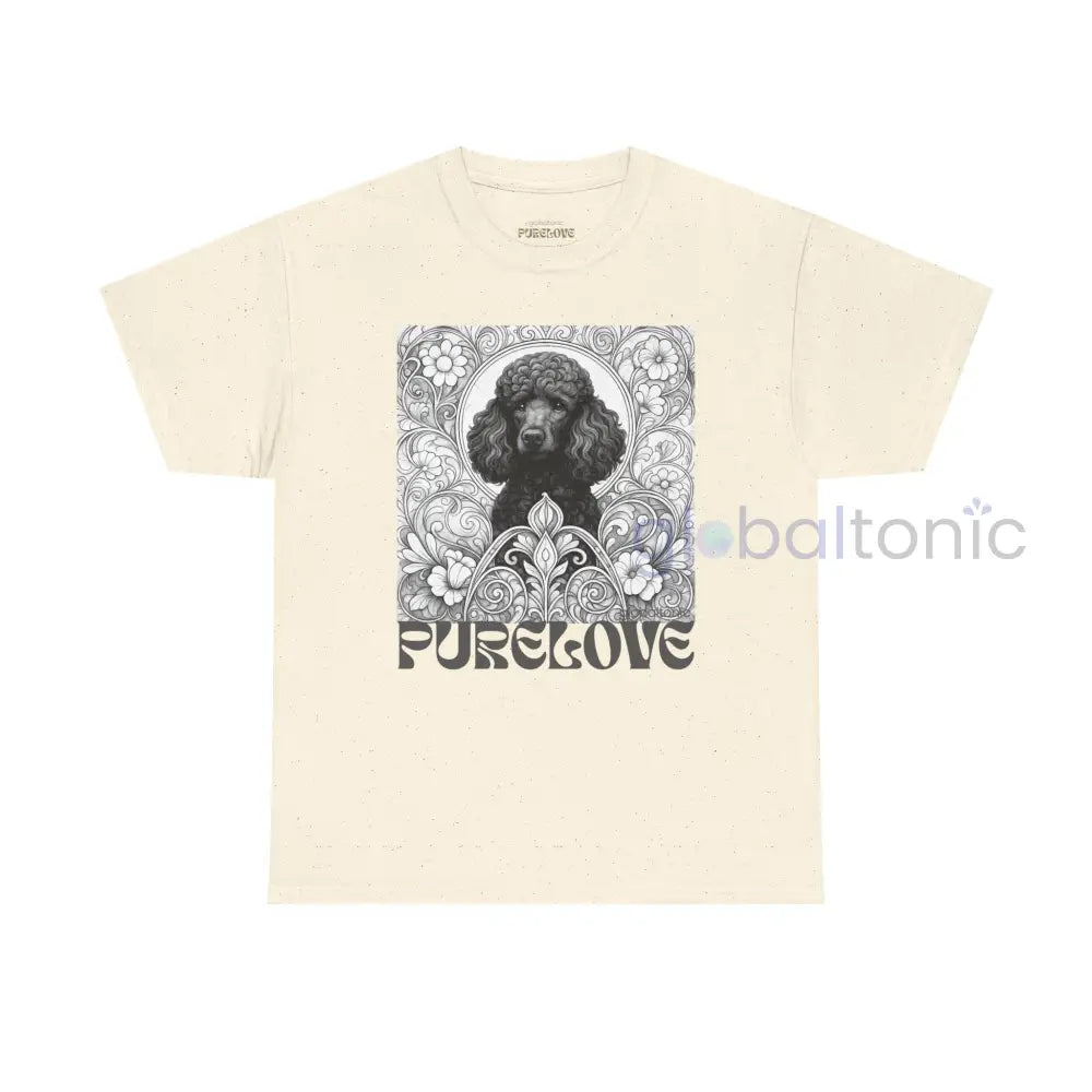 Black Poodle Vintage Unisex Cotton Tee for Dog Lovers (Black & White) Natural / S T-Shirt