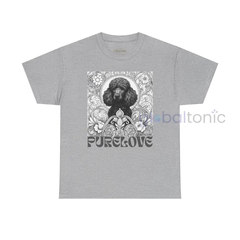 Black Poodle Vintage Unisex Cotton Tee for Dog Lovers (Black & White) Sport Grey / S T-Shirt