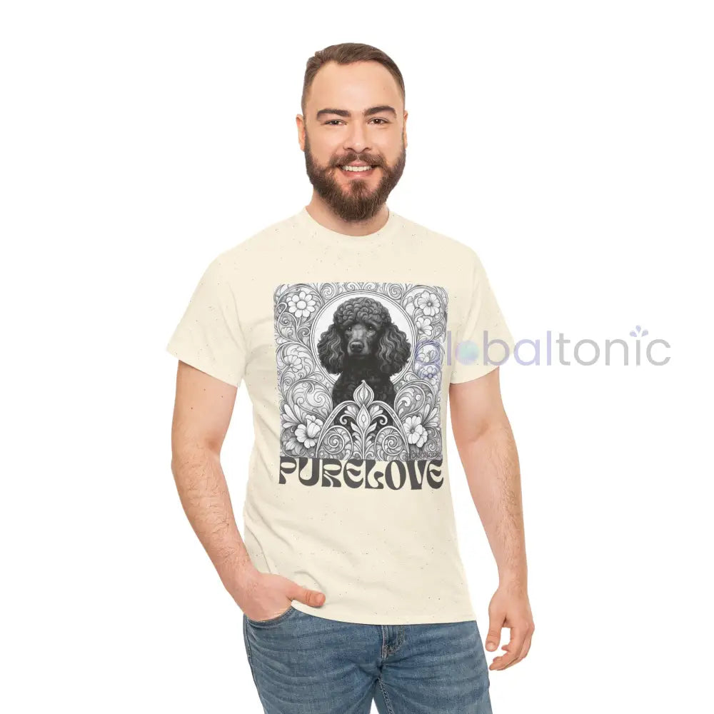 Black Poodle Vintage Unisex Cotton Tee for Dog Lovers (Black & White) T-Shirt