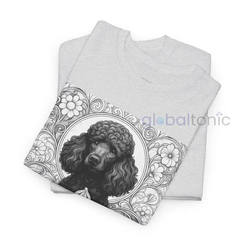 Black Poodle Vintage Unisex Cotton Tee for Dog Lovers (Black & White) T-Shirt