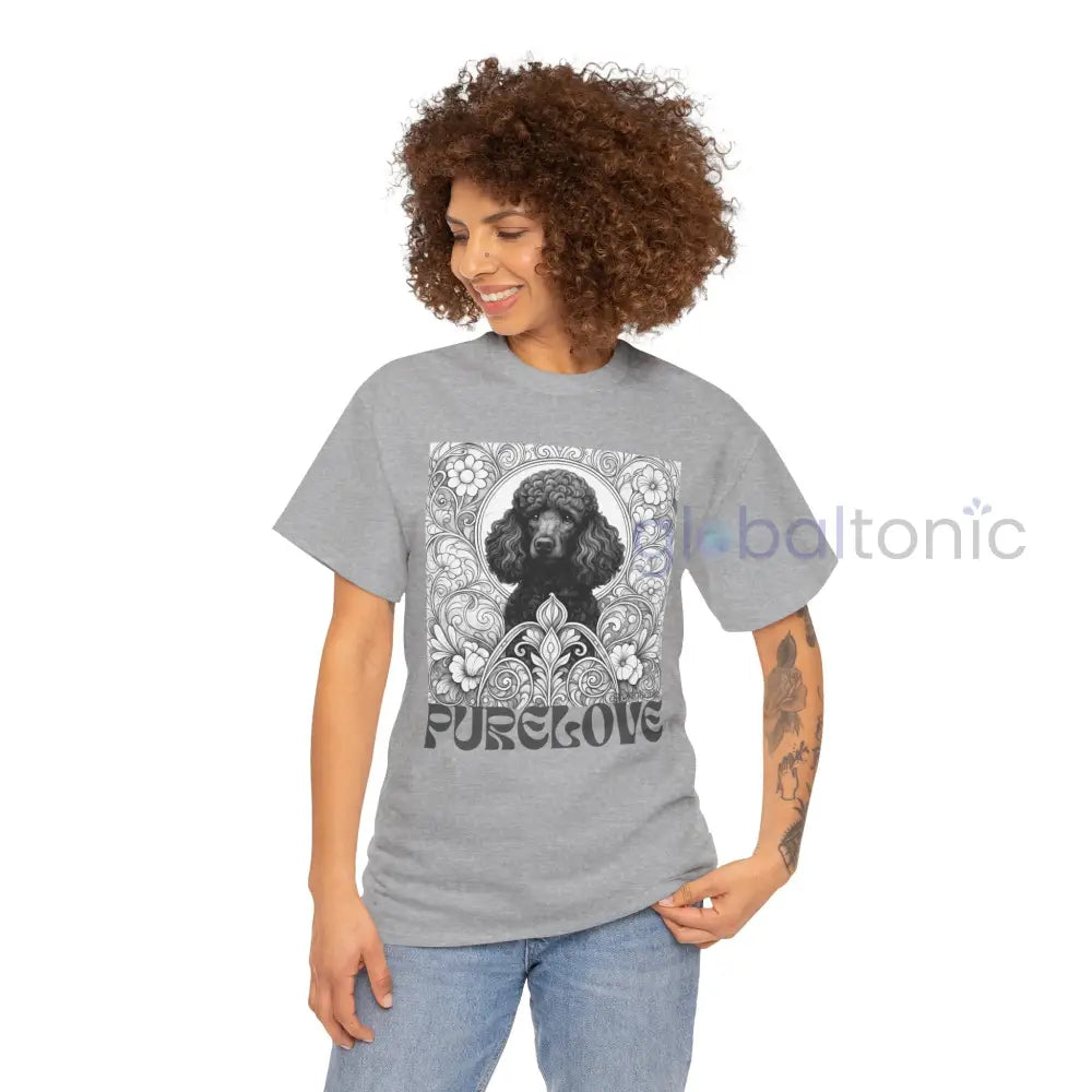 Black Poodle Vintage Unisex Cotton Tee for Dog Lovers (Black & White) T-Shirt