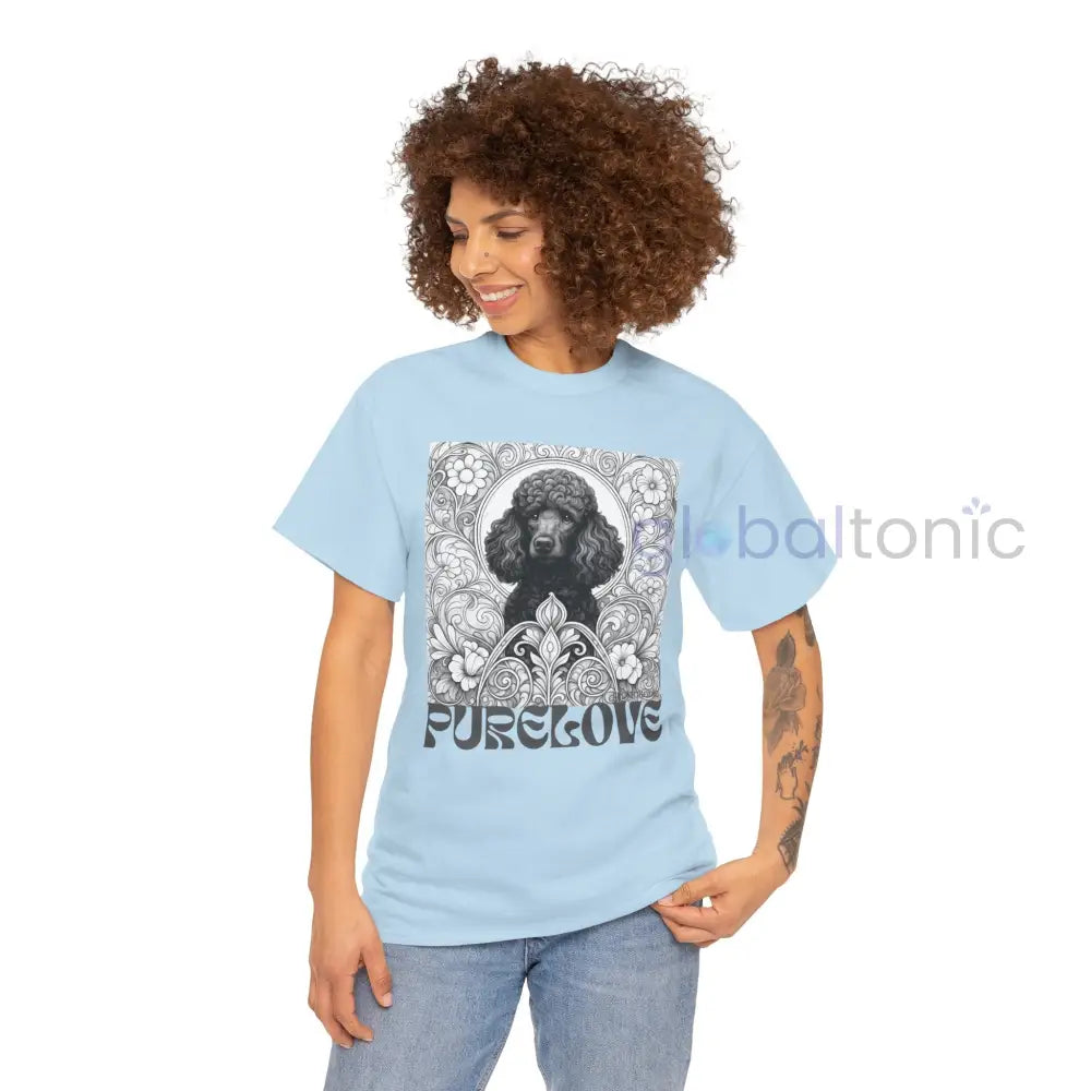 Black Poodle Vintage Unisex Cotton Tee for Dog Lovers (Black & White) T-Shirt