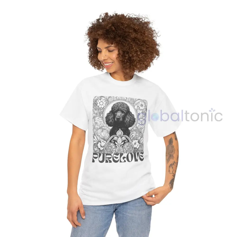 Black Poodle Vintage Unisex Cotton Tee for Dog Lovers (Black & White) T-Shirt