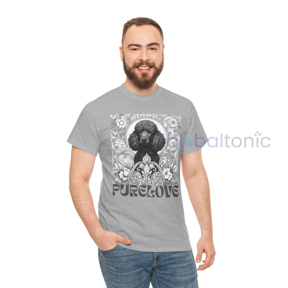 Black Poodle Vintage Unisex Cotton Tee for Dog Lovers (Black & White) T-Shirt