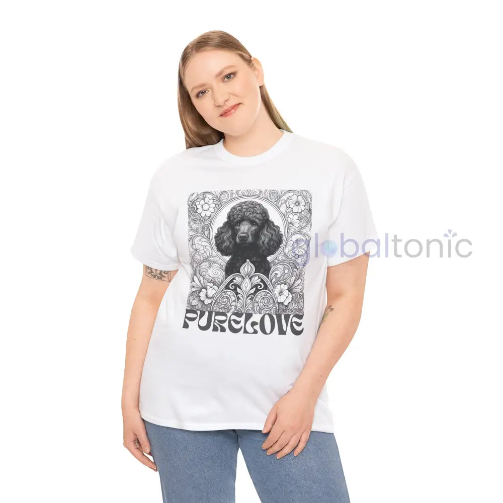 Black Poodle Vintage Unisex Cotton Tee for Dog Lovers (Black & White) T-Shirt