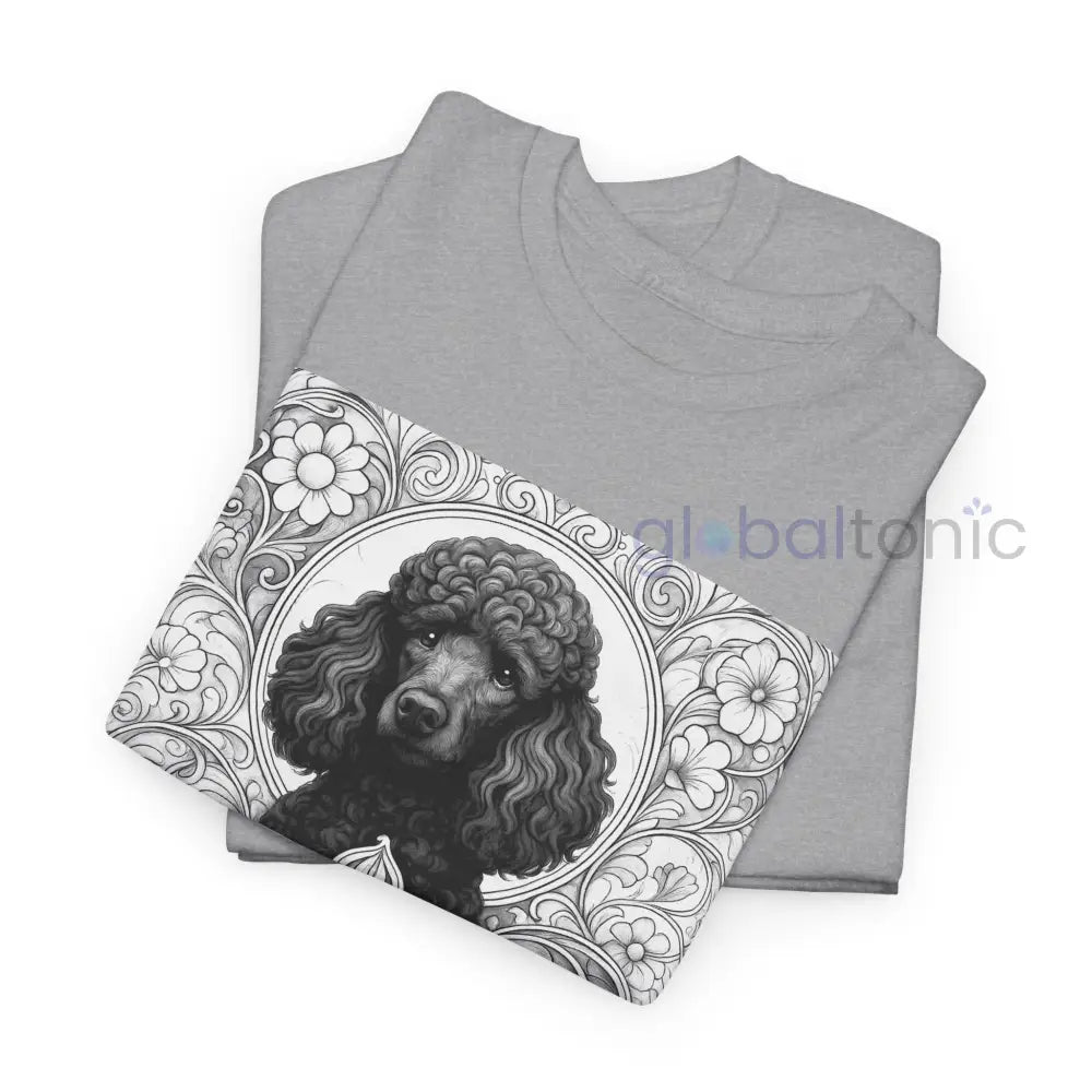 Black Poodle Vintage Unisex Cotton Tee for Dog Lovers (Black & White) T-Shirt