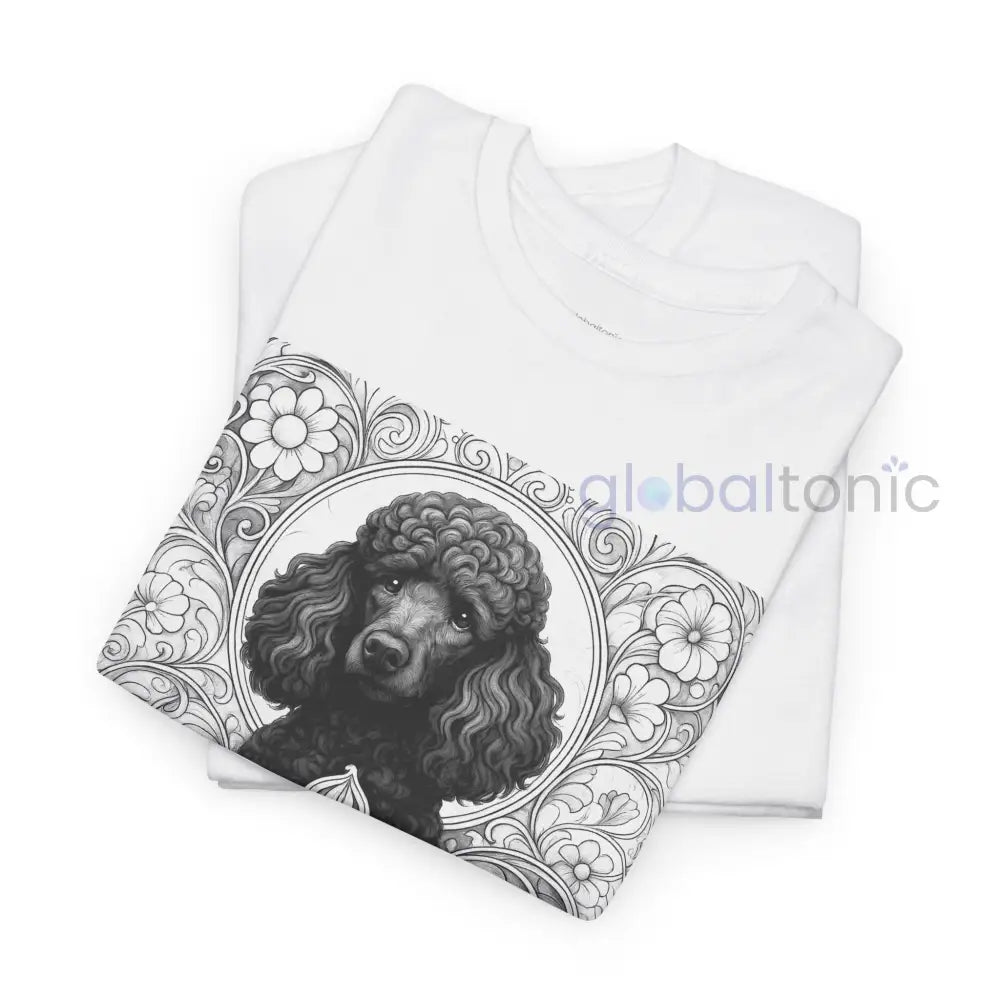 Black Poodle Vintage Unisex Cotton Tee for Dog Lovers (Black & White) T-Shirt
