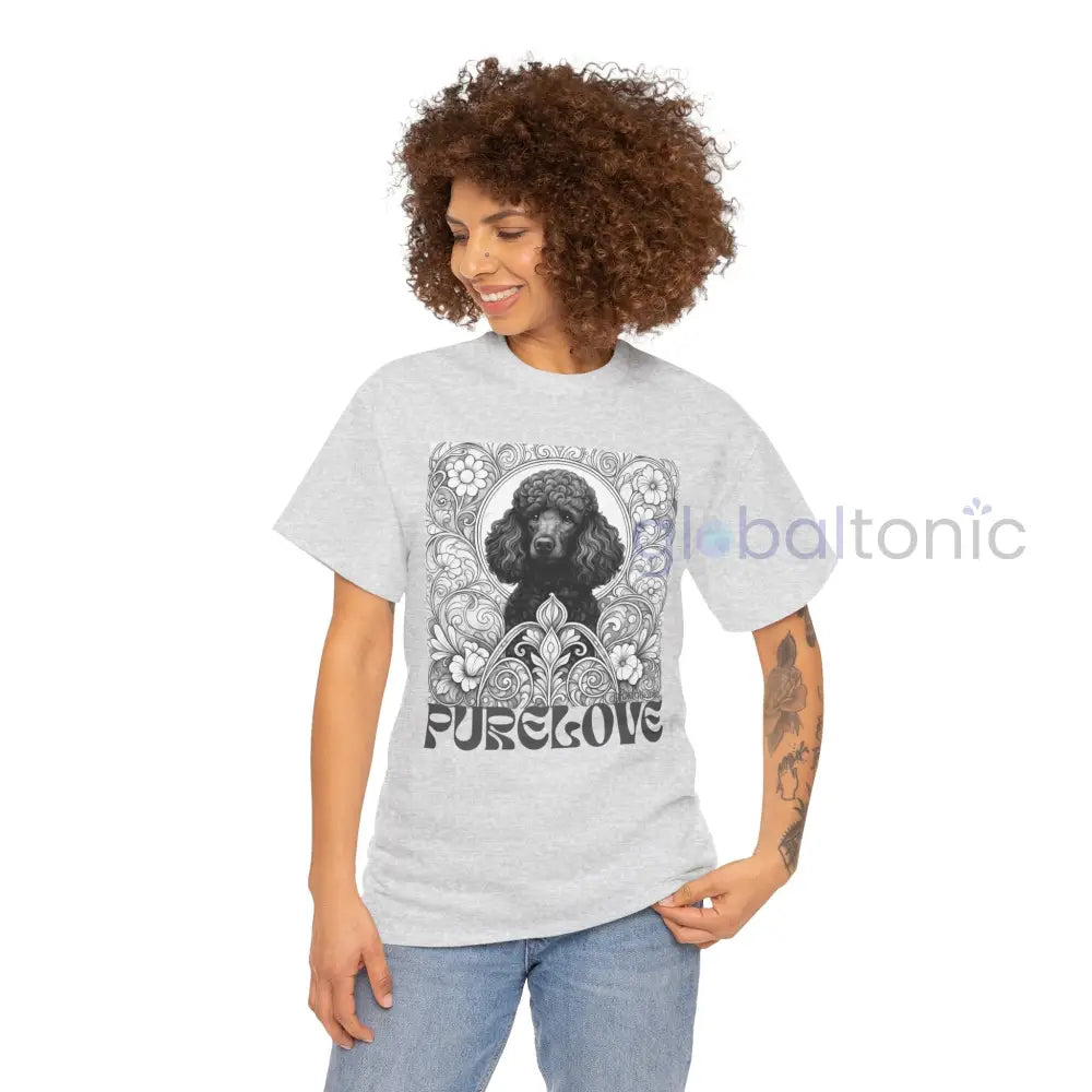 Black Poodle Vintage Unisex Cotton Tee for Dog Lovers (Black & White) T-Shirt