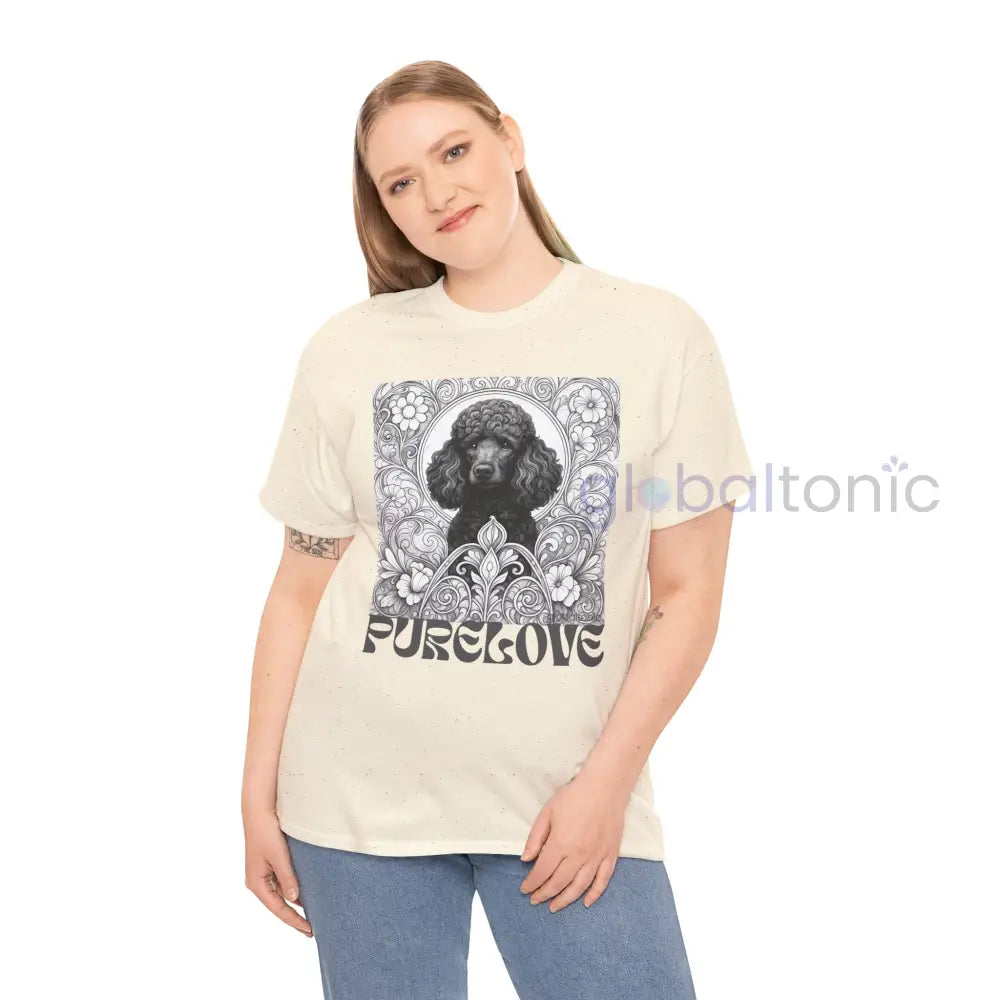 Black Poodle Vintage Unisex Cotton Tee for Dog Lovers (Black & White) T-Shirt