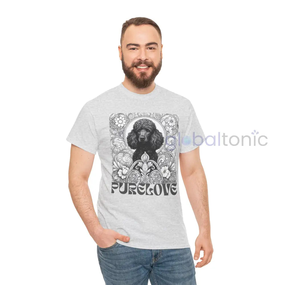 Black Poodle Vintage Unisex Cotton Tee for Dog Lovers (Black & White) T-Shirt