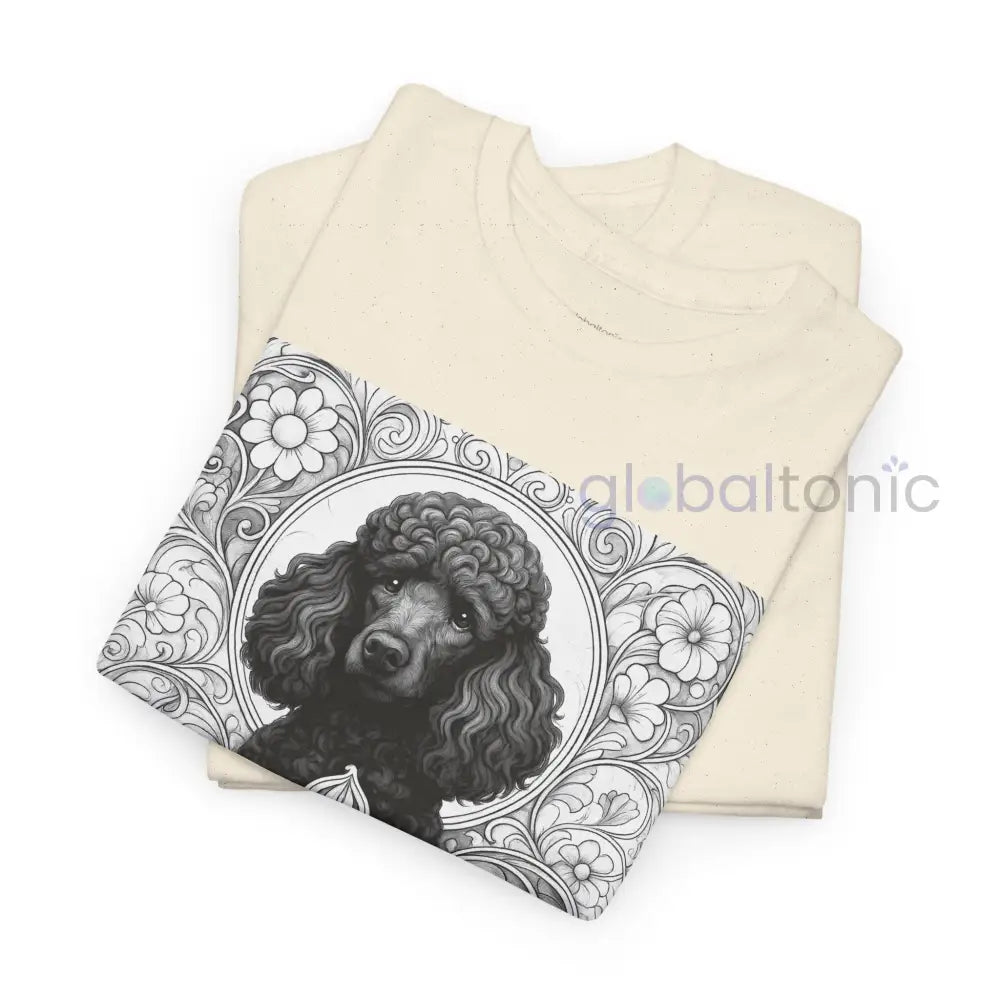 Black Poodle Vintage Unisex Cotton Tee for Dog Lovers (Black & White) T-Shirt