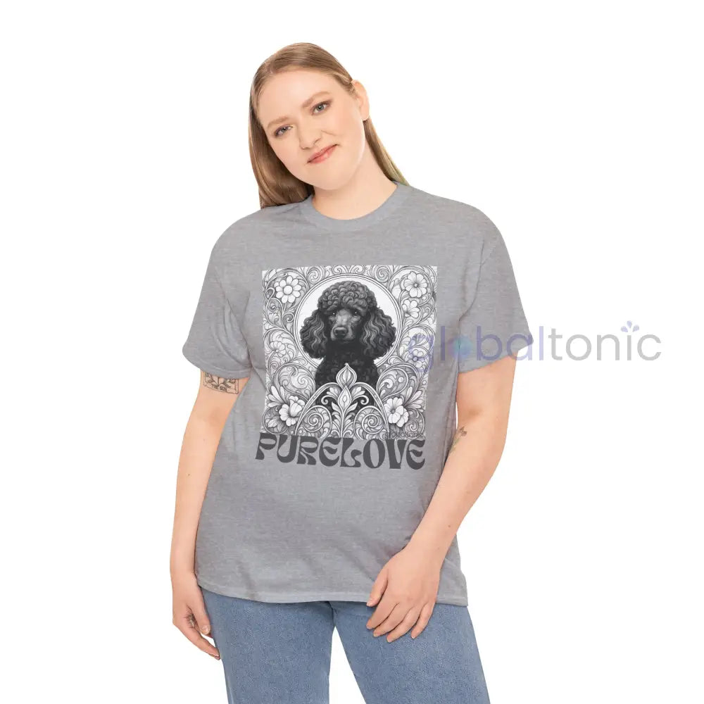 Black Poodle Vintage Unisex Cotton Tee for Dog Lovers (Black & White) T-Shirt