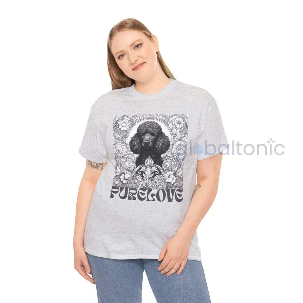 Black Poodle Vintage Unisex Cotton Tee for Dog Lovers (Black & White) T-Shirt