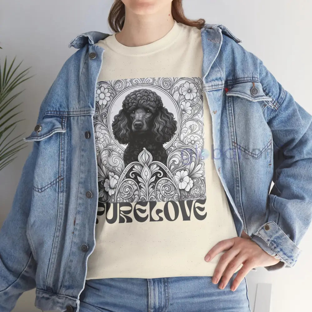 Black Poodle Vintage Unisex Cotton Tee for Dog Lovers (Black & White) T-Shirt