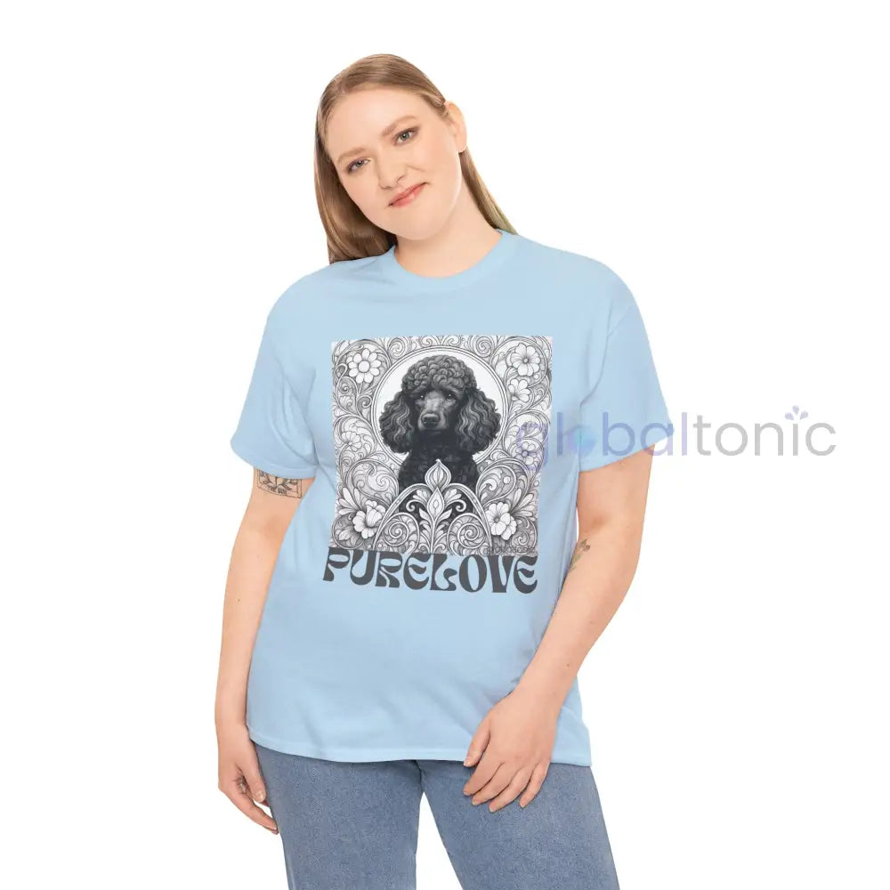Black Poodle Vintage Unisex Cotton Tee for Dog Lovers (Black & White) T-Shirt
