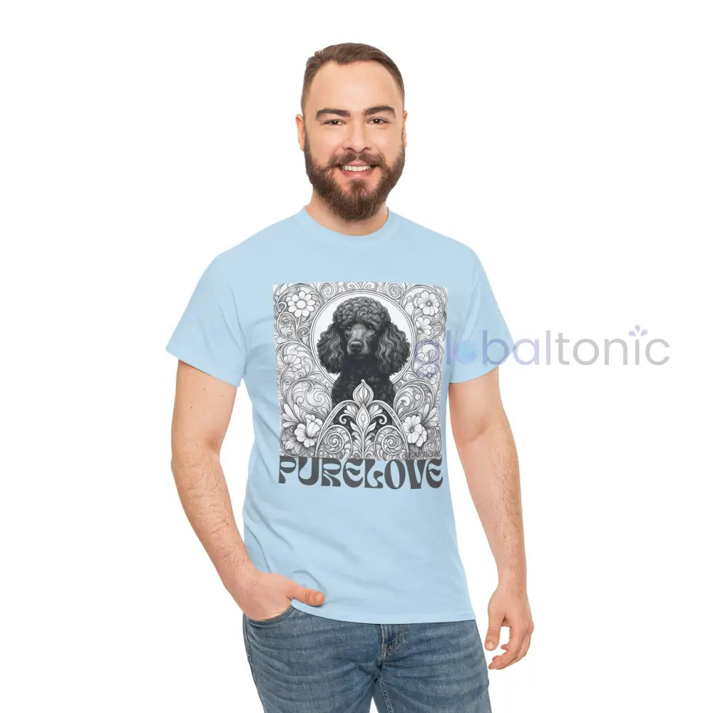 Black Poodle Vintage Unisex Cotton Tee for Dog Lovers (Black & White) T-Shirt