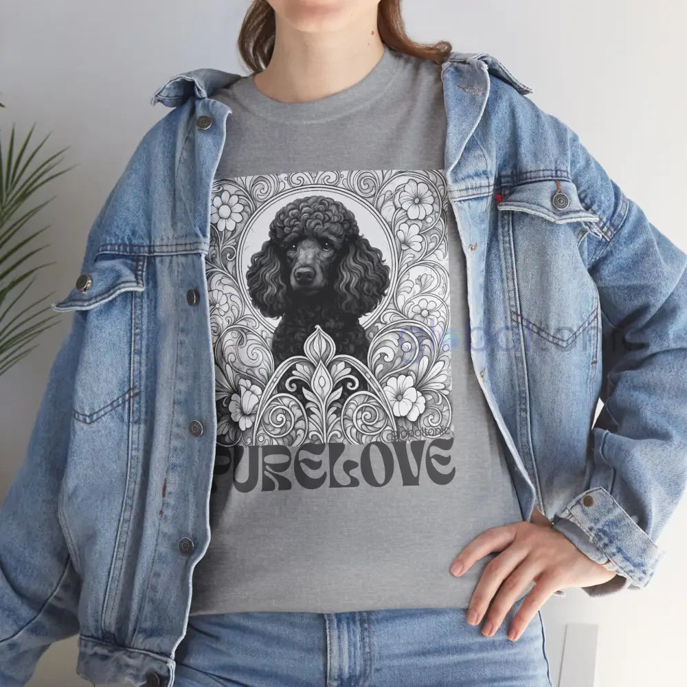 Black Poodle Vintage Unisex Cotton Tee for Dog Lovers (Black & White) T-Shirt