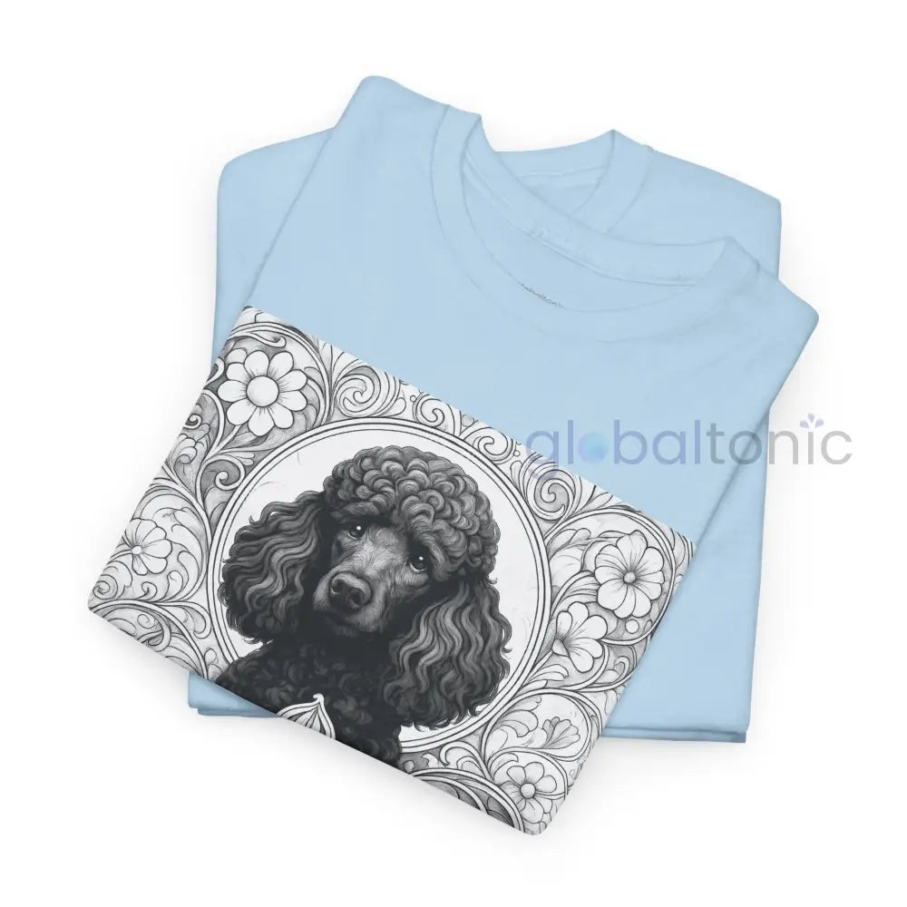 Black Poodle Vintage Unisex Cotton Tee for Dog Lovers (Black & White) T-Shirt