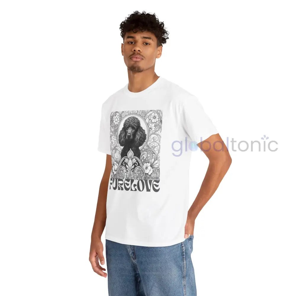 Black Poodle Vintage Unisex Cotton Tee for Dog Lovers (Black & White) T-Shirt