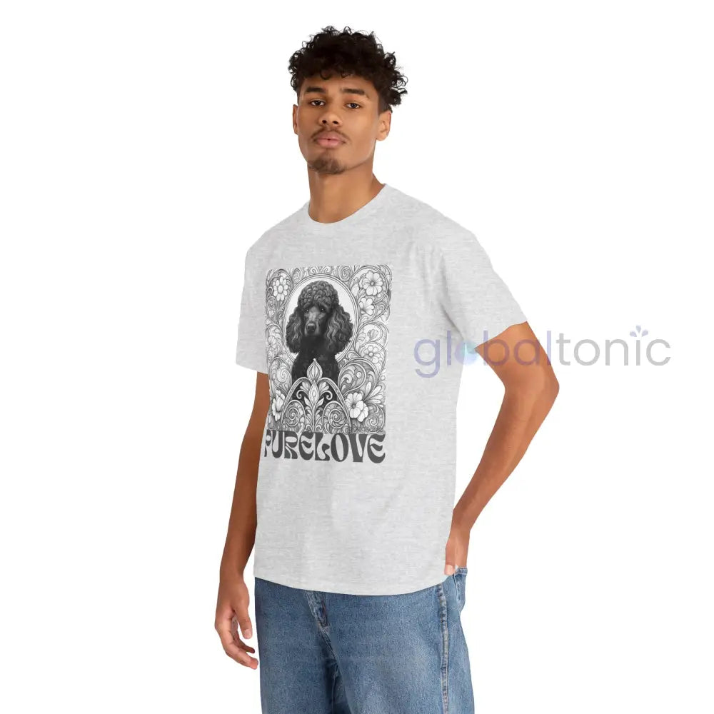 Black Poodle Vintage Unisex Cotton Tee for Dog Lovers (Black & White) T-Shirt