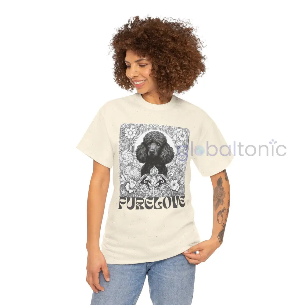 Black Poodle Vintage Unisex Cotton Tee for Dog Lovers (Black & White) T-Shirt
