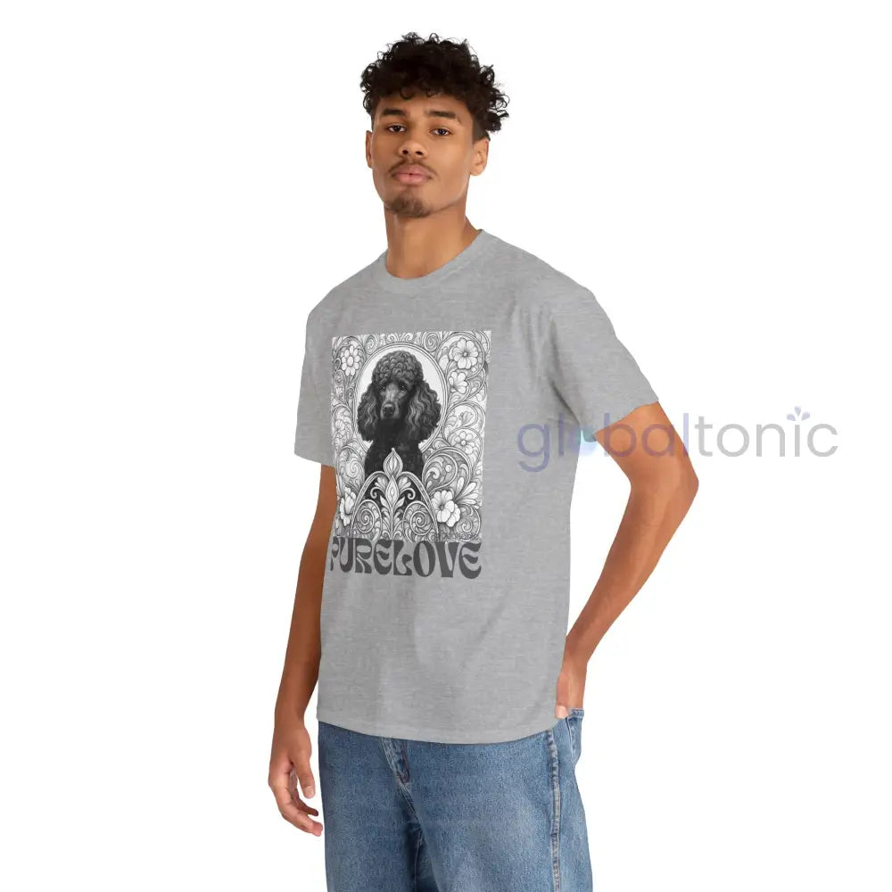 Black Poodle Vintage Unisex Cotton Tee for Dog Lovers (Black & White) T-Shirt