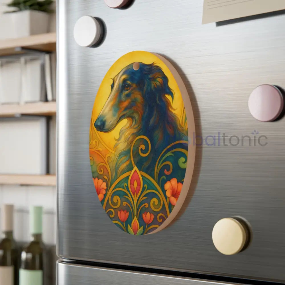 Borzoi Custom Wooden Magnet Ornament – Christmas Decoration & Dog Lover Gift Oval / One Size Home Decor