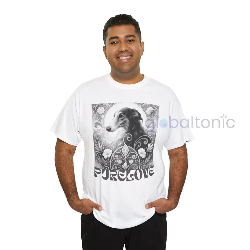 Borzoi Vintage Unisex Cotton Tee for Dog Lovers (Black & White) T-Shirt