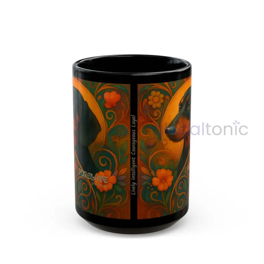 Dachshund Dog Lover Black Mug – Vintage Pet Themed Cup for Gifts & Home Decor 15oz Mug