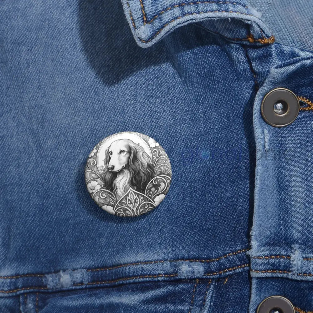 Dachshund Longhair Dog Pin Button (Black and White) - Vintage Gift for Dog Lovers and Pet Owners Accessories