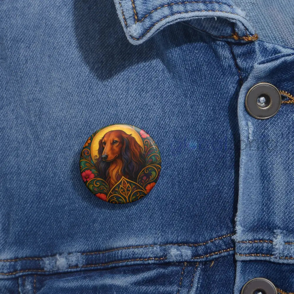 Dachshund Longhair Dog Pin Button - Vintage Design Gift for Dog Lovers & Pet Owners Accessories