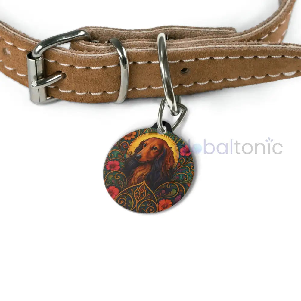 Dachshund Longhair Dog Tag - Vintage Design Gift for Dog Lovers & Pet Owners 1’’ Pets